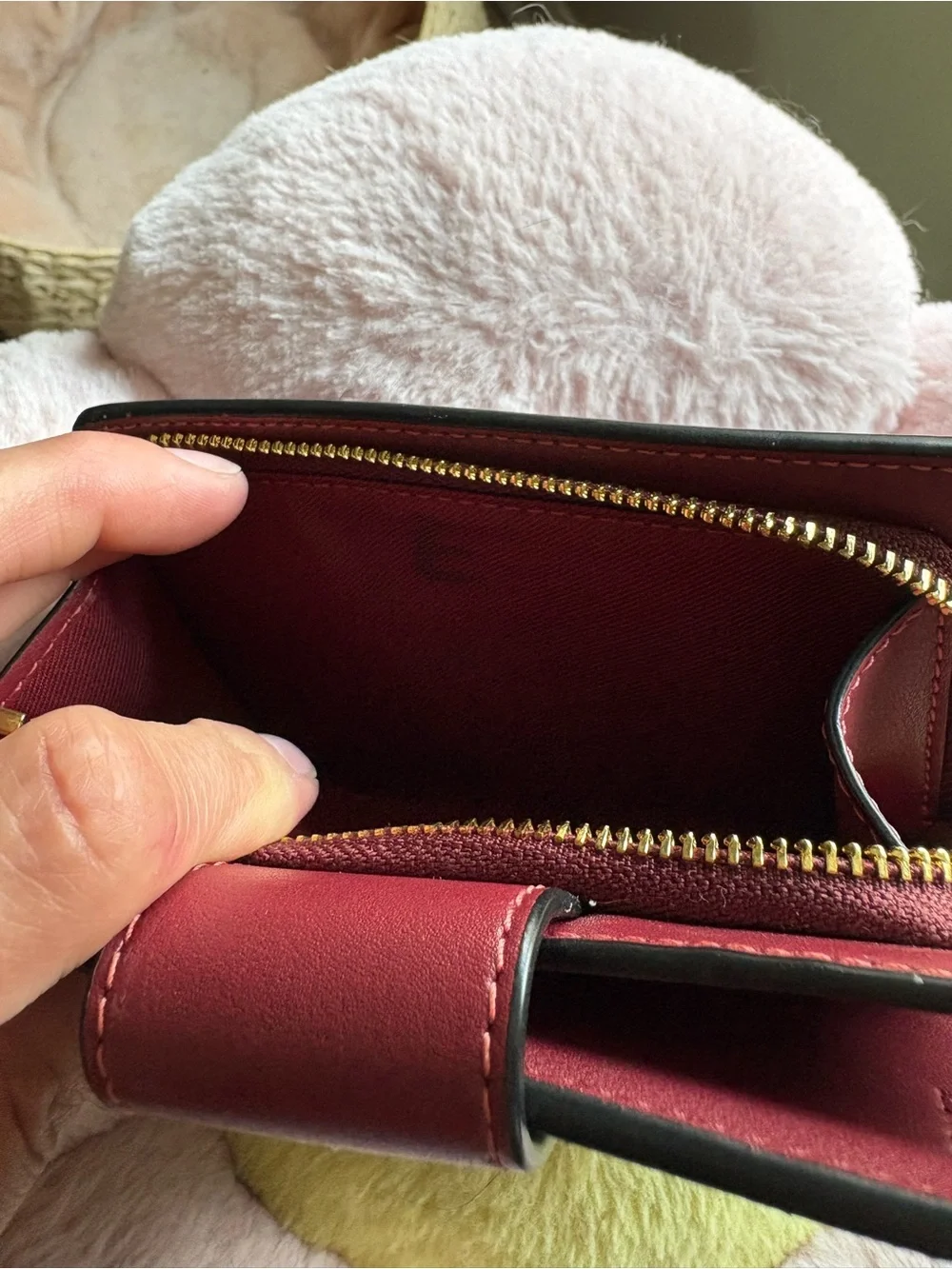 COACH Medium Corner Zip Wallet, Burgundy, Floral - Picture 9 of 9